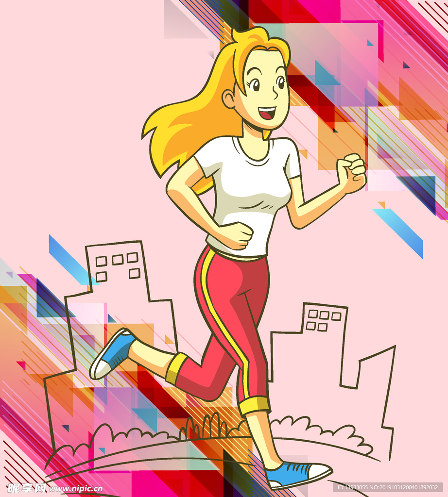 彩绘跑步健身女子