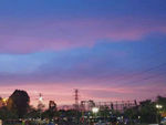 夕阳街景油画效果图