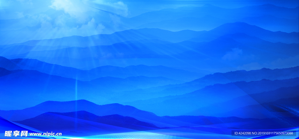 蓝色山水背景