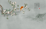 玉堂富贵玉兰山水背景墙