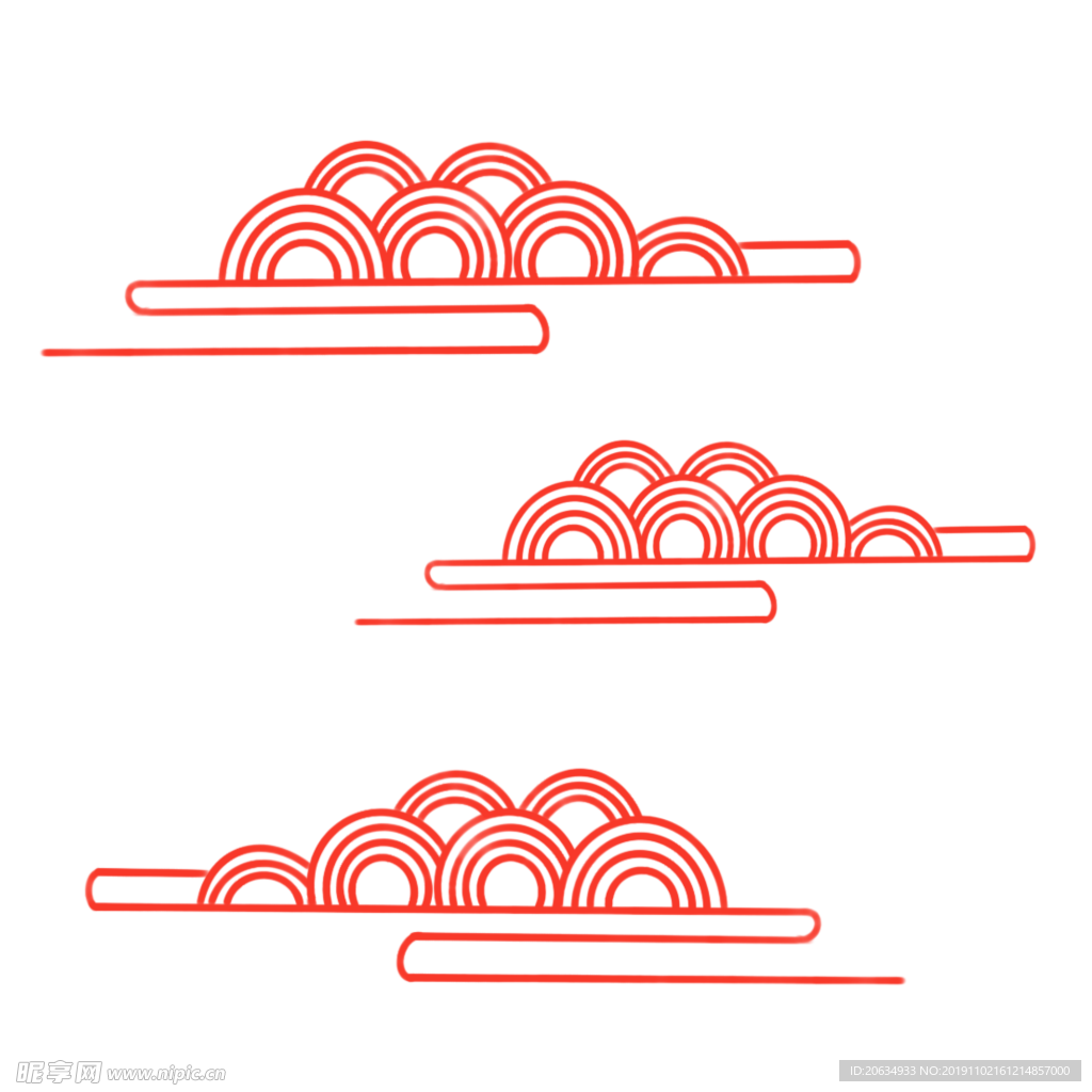 免扣素材 中国红色祥云