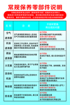 常规保养零部件说明