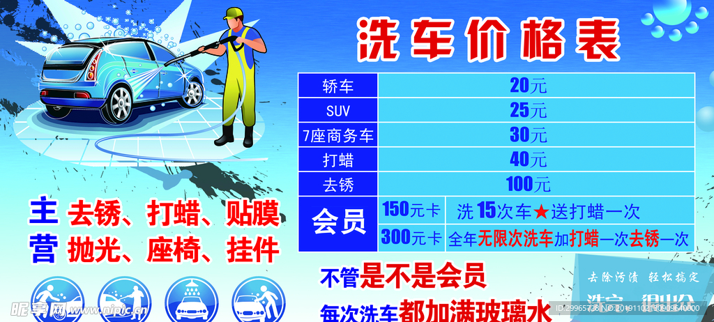 洗车价格表