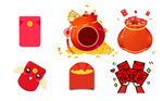 迎新年卡通红包素材