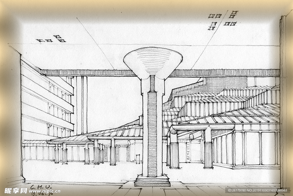 手绘建筑