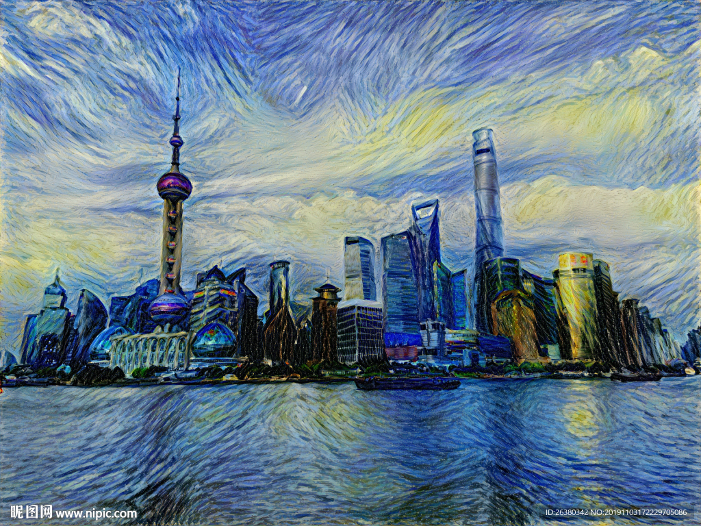 电子油画东方明珠上海外滩