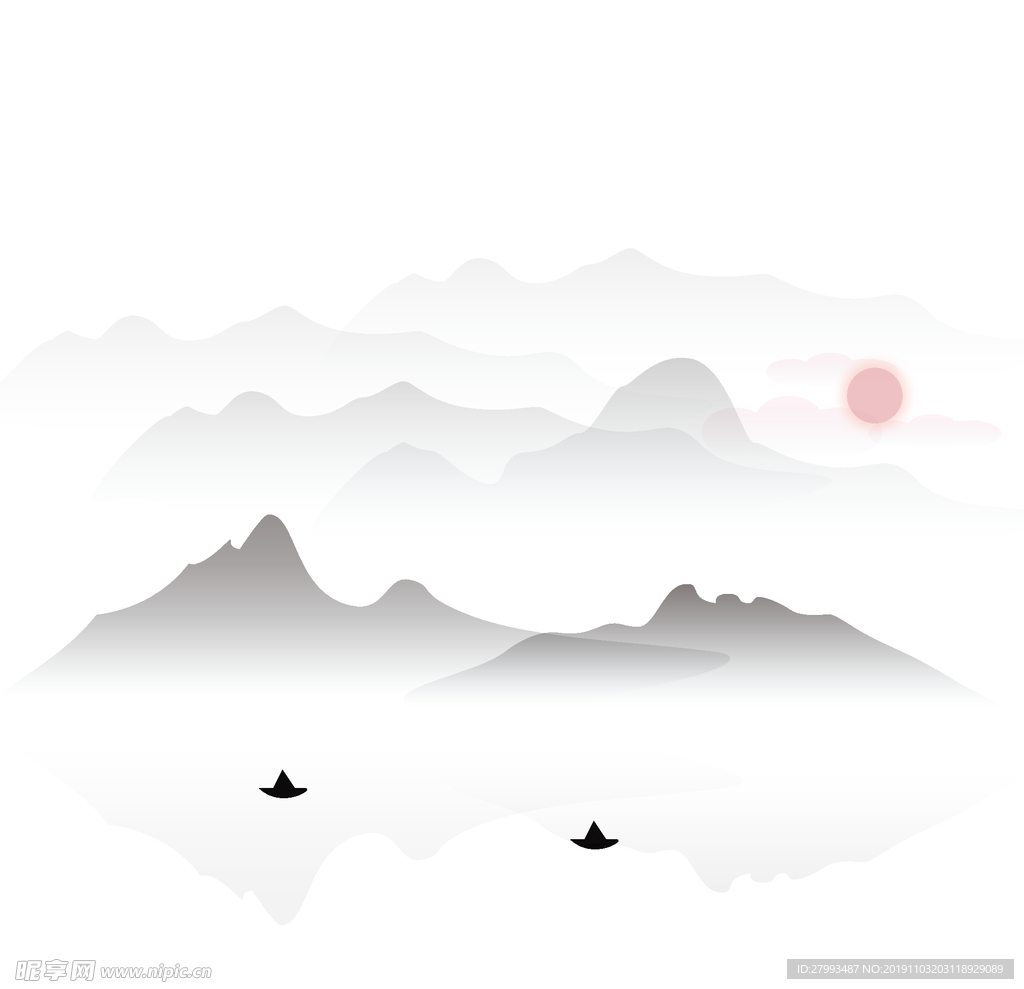 水墨山
