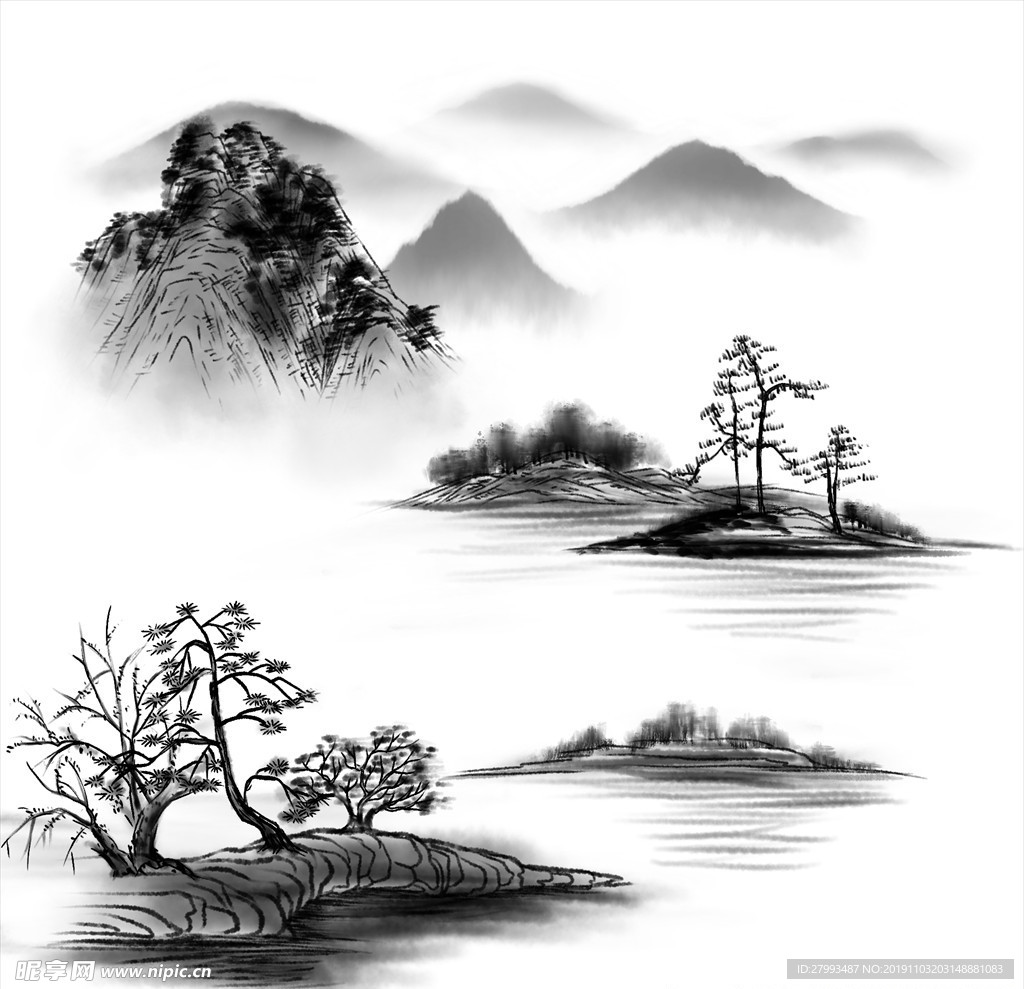水墨山