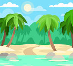 海滩背景与棕榈