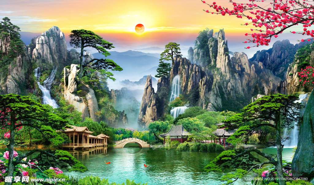 流水生财装饰画