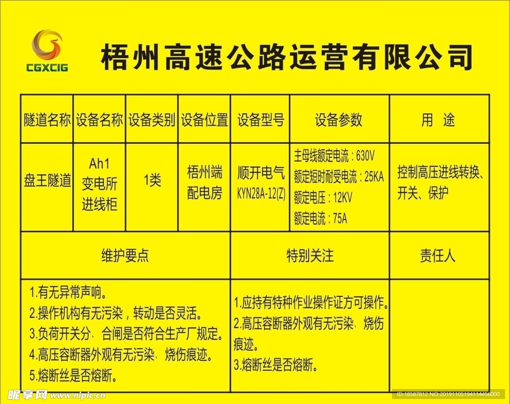 配电房设备柜标签