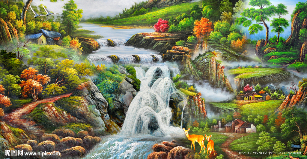 电视背景 油画风景