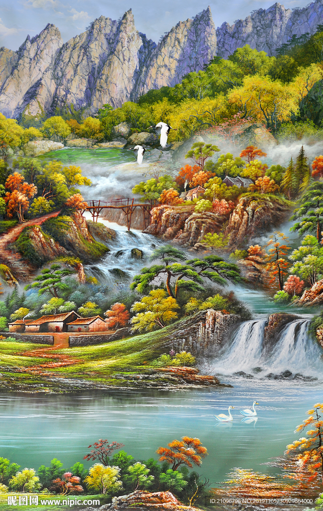 玄关油画风景