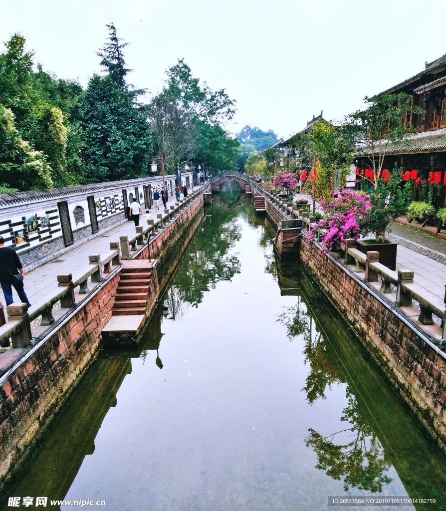 街子古镇 成都崇州 桥 河水