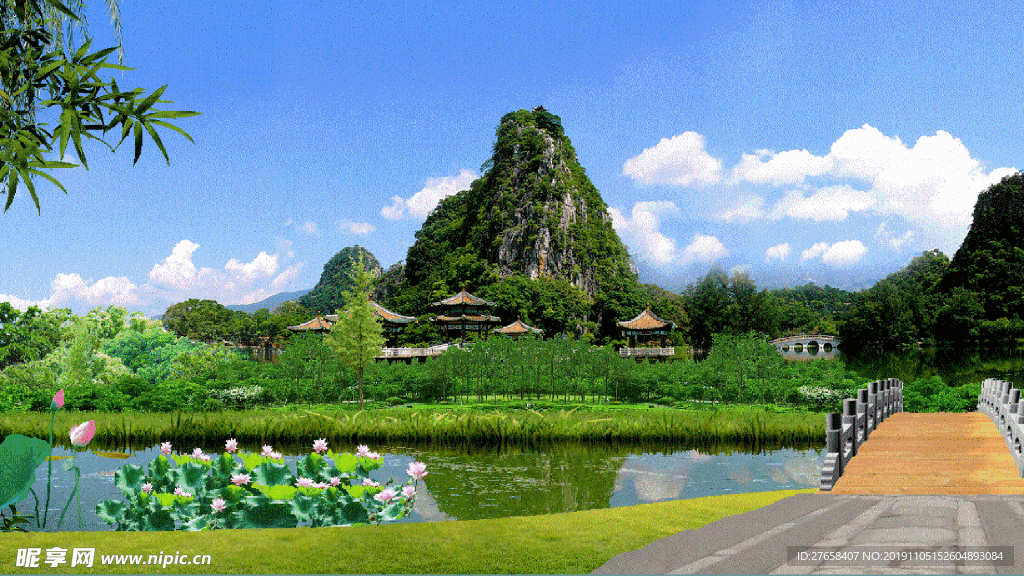 山水 小河 鲤鱼跳