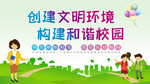 浅绿色简约创建文明环境校园展板