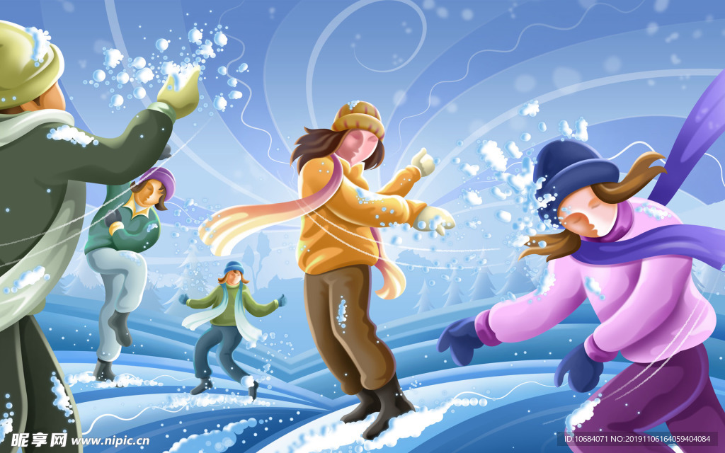 高清创意手绘卡通冬季雪人插画