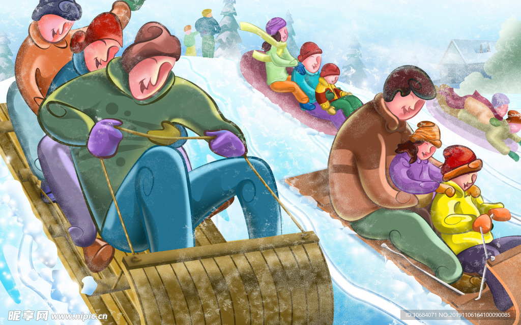 高清创意手绘卡通冬季雪人插画