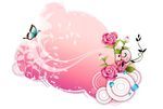 花朵 矢量 素材 蝴蝶 红色花