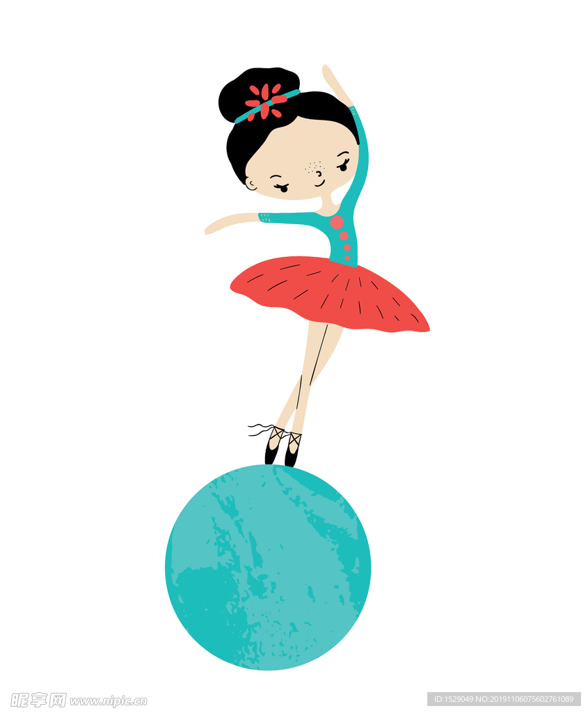 手绘跳舞女孩