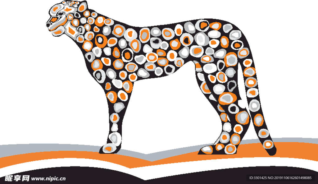 野生动物系列 豹子 矢量图