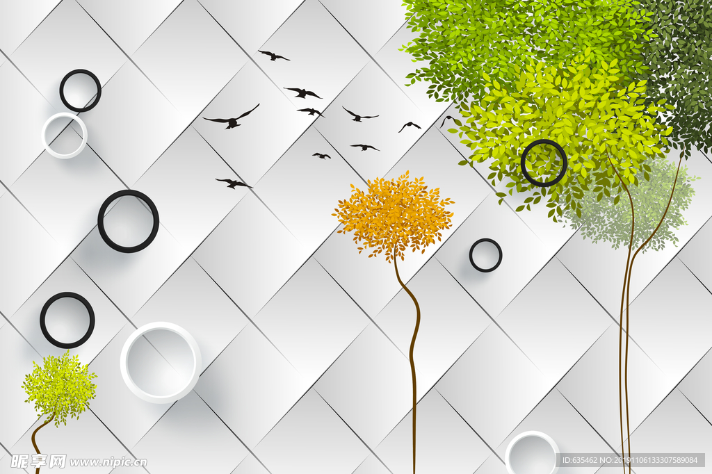 小树电视背景墙