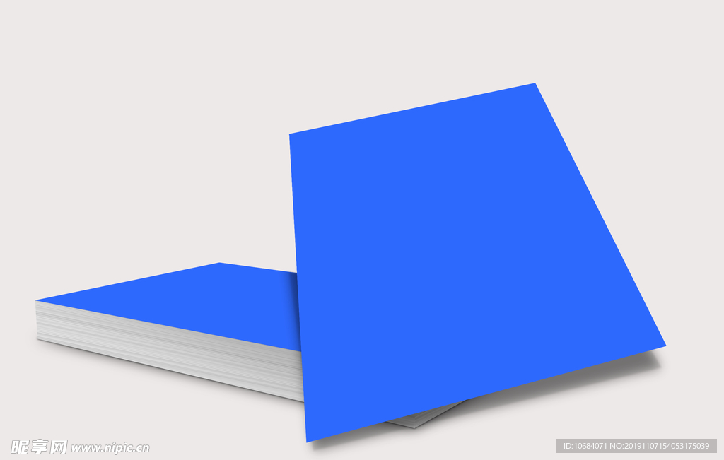 蓝色立体纸张样机模板