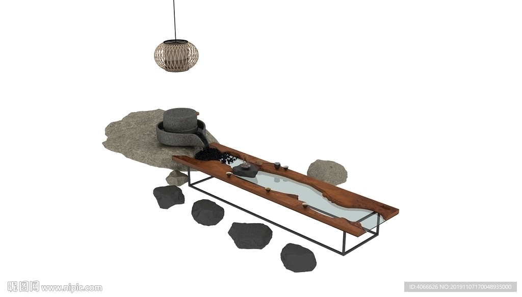 中式禅意茶桌3d模型