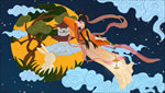 中国传统神话嫦娥奔月插画