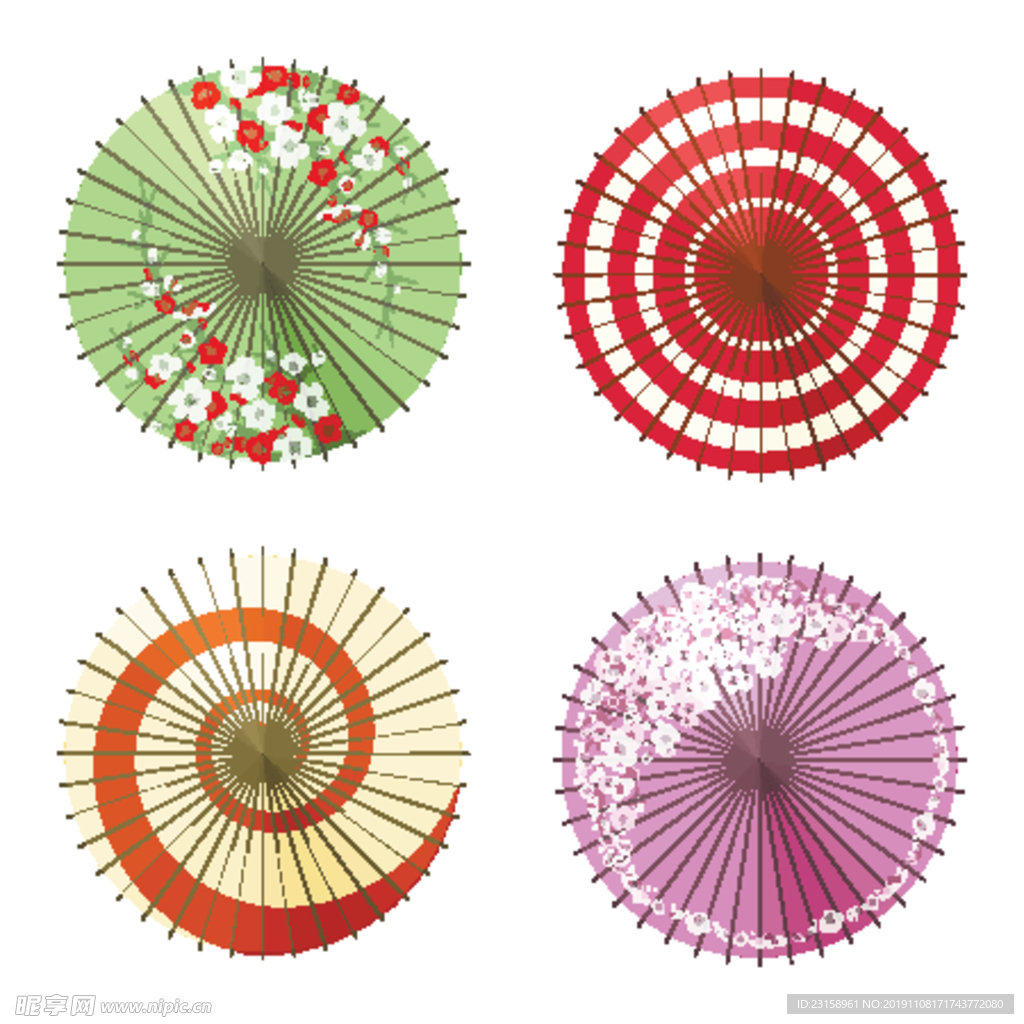 日式中式雨伞图案