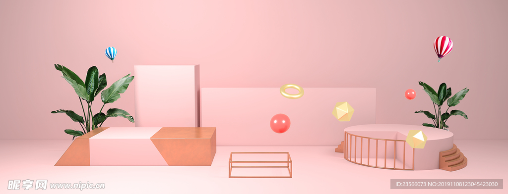 C4D电商背景图案