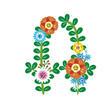 矢量花朵树枝字母