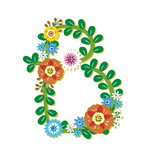 矢量花朵树枝字母