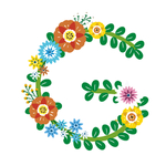 矢量花朵树枝字母
