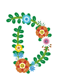矢量花朵树枝字母