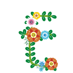 矢量花朵树枝字母