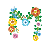 矢量花朵树枝字母