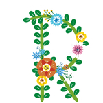 矢量花朵树枝字母