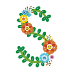 矢量花朵树枝字母