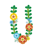 矢量花朵树枝字母