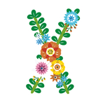 矢量花朵树枝字母