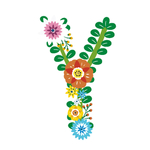 矢量花朵树枝字母