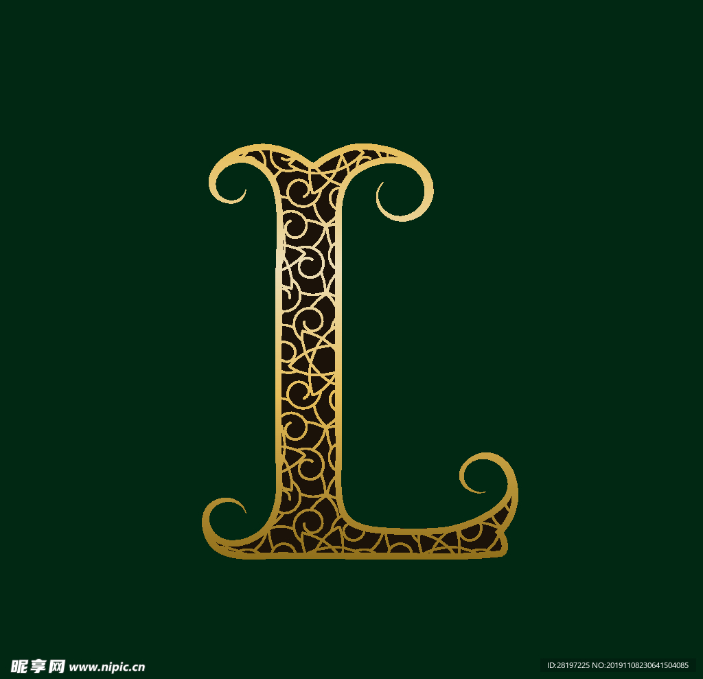 矢量金属花纹字母