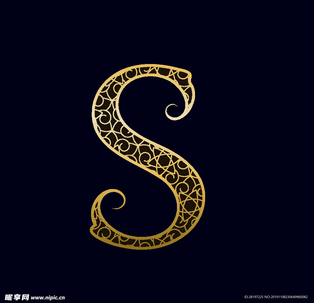 矢量金属花纹字母