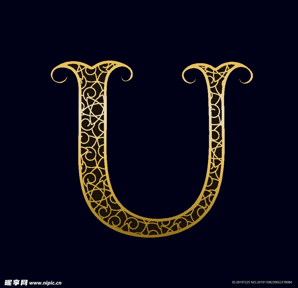 矢量金属花纹字母