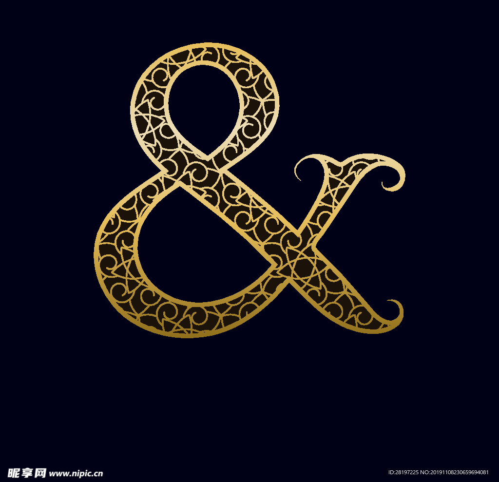 矢量金属花纹字母