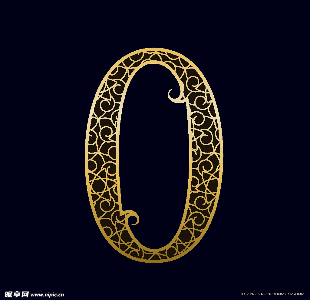 矢量金属花纹字母