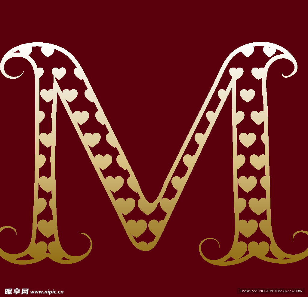 矢量金属花纹字母