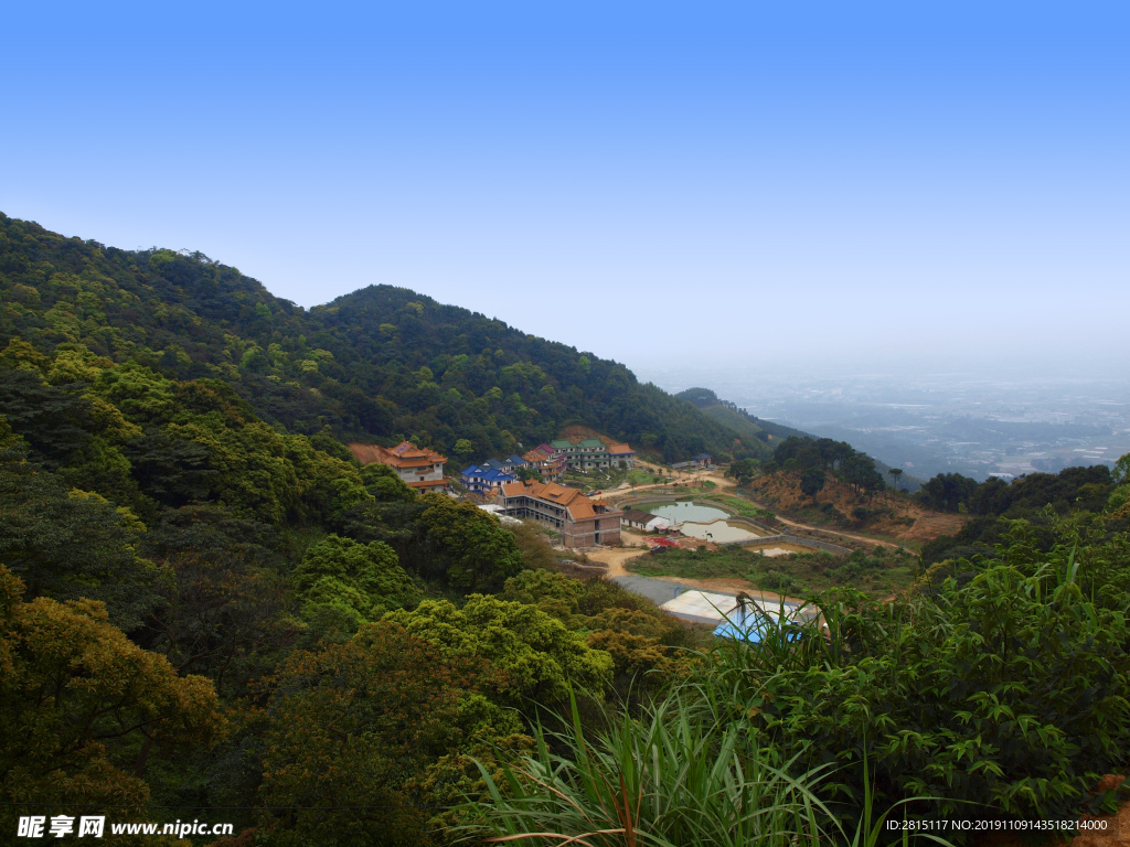 山中寺庙 自然风景 自然风光