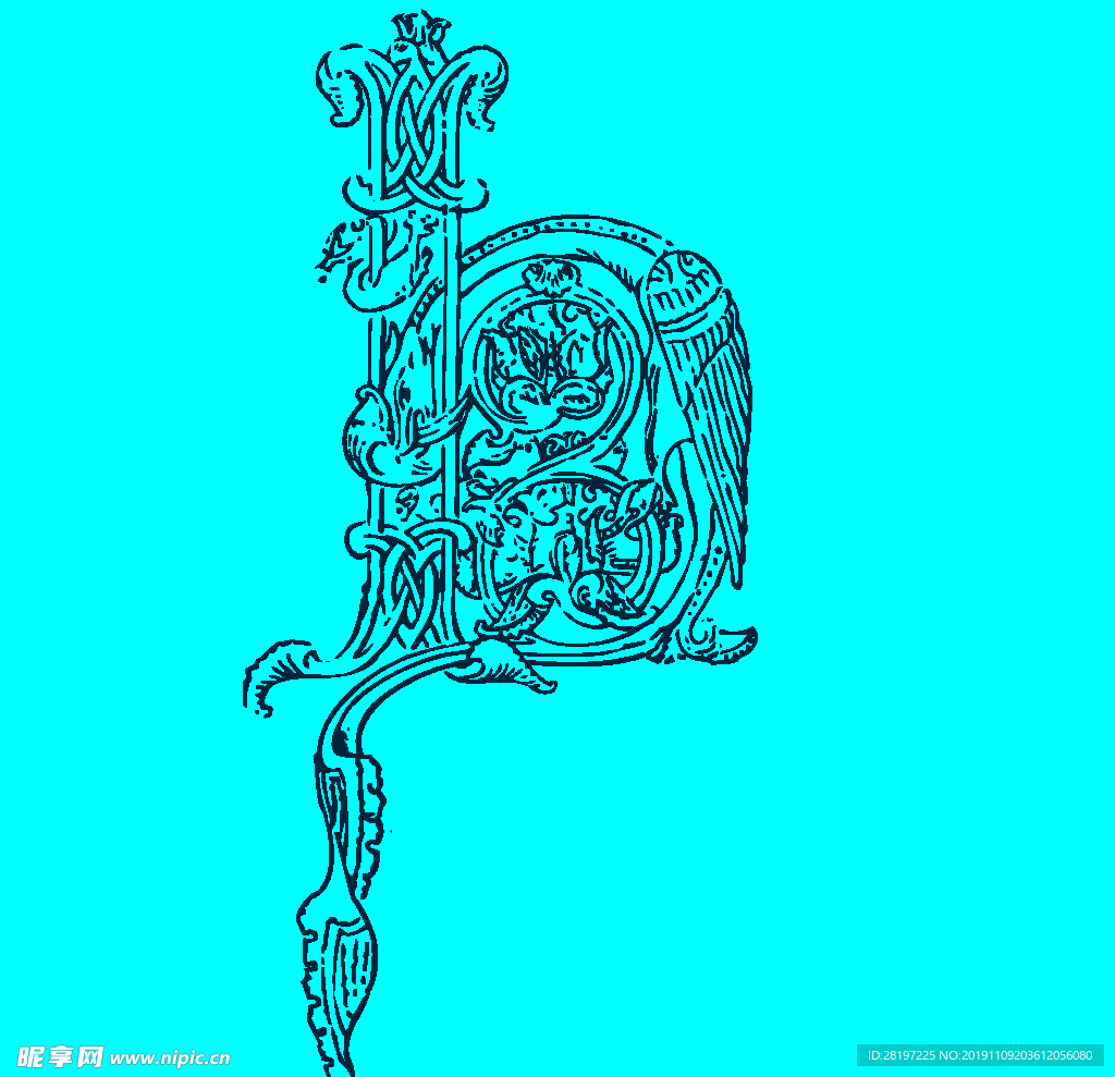 欧式花纹字母